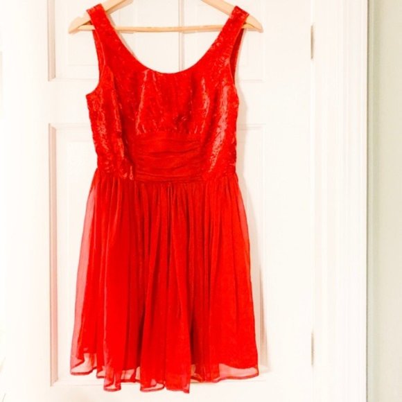 Free People Hot Red Velvet Cocktail/Party Dress-B1 - Picture 2 of 8